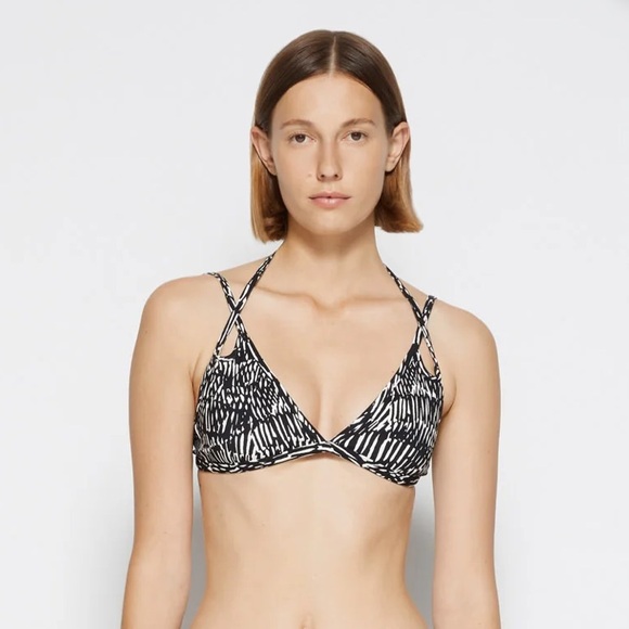 Jonathan Simkhai Aliana Printed Bikini Top Black Abstract Print New With Tags XS - Picture 11 of 11